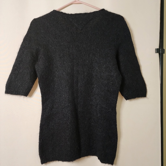 Angora wool blend black Tommy Hilfiger u-neck sweater - Picture 3 of 8